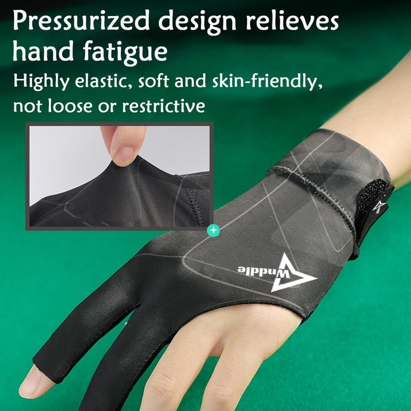 Wnddle Pool Glove Left Hand, Billiard Pool Gloves for Left Hand 3 Finger, Snooker Cue Sport Glove Popular Sizes for Men & Women - Image 4